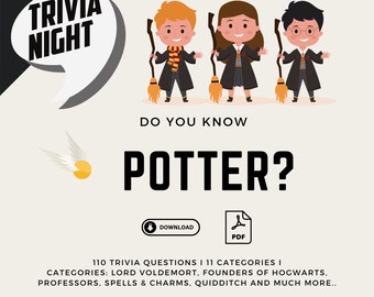Potter Trivia Wizard Quiz Trivia Night Game Juego de fiesta nocturna