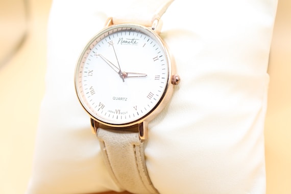 Unisex Rose Gold Tone Fashion Watch with Leather … - image 1