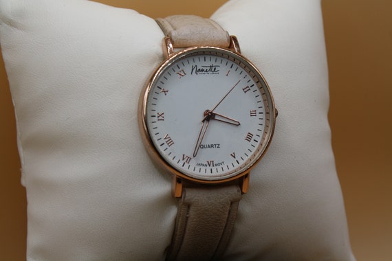 Unisex Rose Gold Tone Fashion Watch with Leather … - image 5