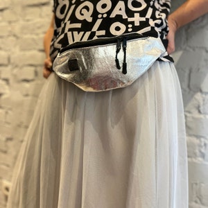 Sac banane argenté scintillant | Sac banane urbain avec bandoulière