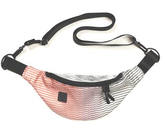 Patchwork fanny pack, Silver purse, Urban belt bag, Shoulder bag, Crossbody handbag