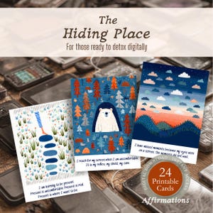 デジタルデトックス肯定カード｜スクリーン依存、気まずい沈黙、社会的引きこもり、不安のための印刷可能なカード｜回復支援