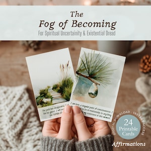 24 Spiritual Uncertainty Affirmation Cards, Existential Dread & Life Transition in Fog of Becoming, Burnout Recovery Dark Soul Work A6 Deck