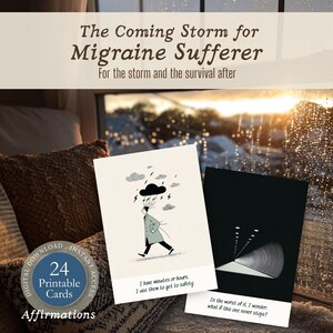 Migraine Affirmation Cards | Printable Deck for Chronic Headaches, Aura, Pain Flare, Uninvited Guest | Neurological Condition Relief Support
