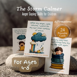 Anger Management Cards for Kids | Printable Coping Skills Deck | Big Feelings & Children Tantrums | Ages 4-8 | Emotional Regulation Tools