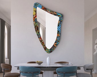 Specchio da bagno asimmetrico, specchio irregolare per camera da letto, decorazione da parete a specchio per soggiorno, regalo per la nuova casa