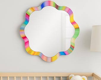 Rainbow Patterned Kids Mirror: Funky Nursery Wall Decor