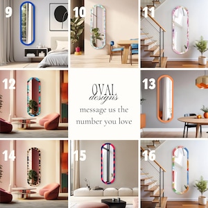 Ingelijste ovale spiegel wanddecoratie, ovale badkamerspiegel over de volledige lengte, elegante wandspiegel slaapkamer, pilvormige spiegel afbeelding 9