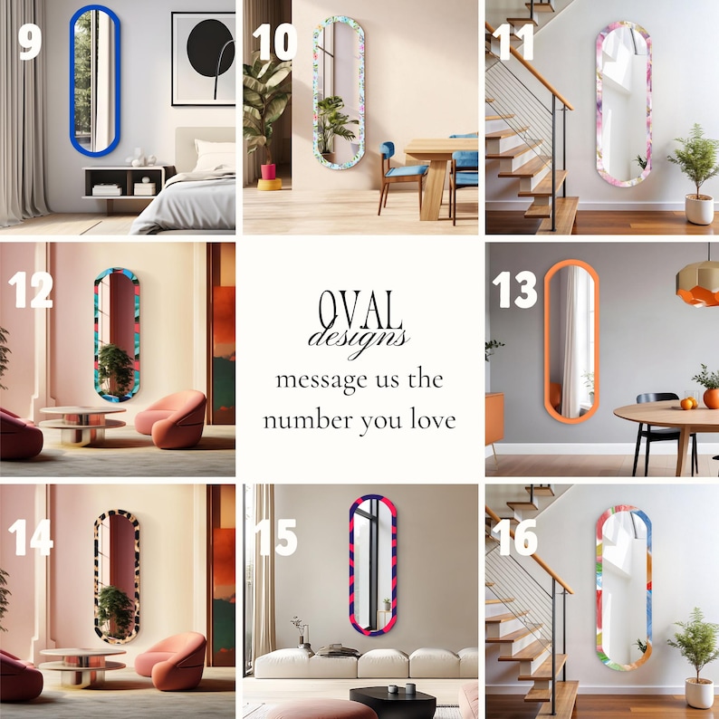 Ingelijste ovale spiegel wanddecoratie, ovale badkamerspiegel over de volledige lengte, elegante wandspiegel slaapkamer, pilvormige spiegel afbeelding 9