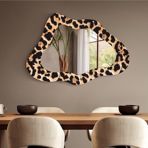 Animal Print Wall Decor Mirror  , Farmhouse Modern Mirror , Nursery Mirror for Wall , New Apartment Gift