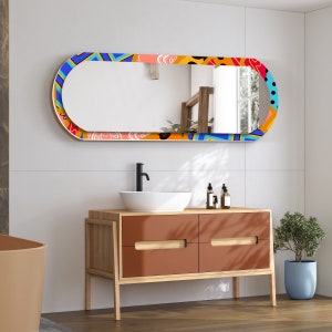 Pill Shape Mirror  , Unique Oval Mirror Decor , Oval Bedroom Mirror Wall Hanging