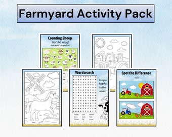 Bauernhof Mal- und Puzzlepack für Kinder - Sofort Download Pack für Aktivitäten zum Thema Bauernhof