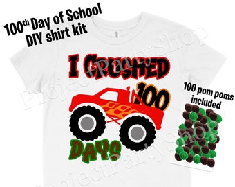 100th Day of School DIY Monster Truck Shirt Kit, 100th Day of School Shirt, Boys 100th Day of School Shirt, 100 Days of School Shirt