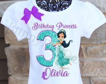 Princess Jasmine Birthday Shirt, Jasmine Birthday Shirt, Aladdin Birthday Shirt, Disney Princess Birthday Party