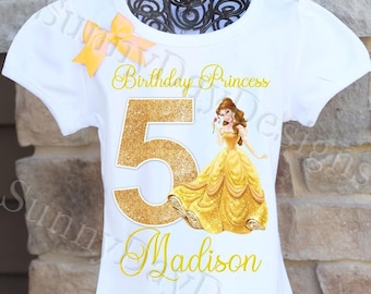 Princess Belle Birthday Shirt, Beauty and the Beast Birthday Shirt, Belle Birthday Outfit, Disney Princess Birthday Party
