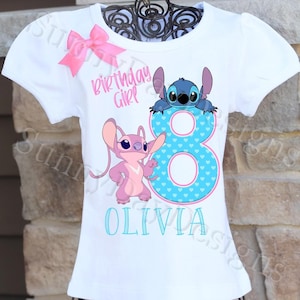 Stitch and Angel Birthday Shirt: Custom Girls Tee