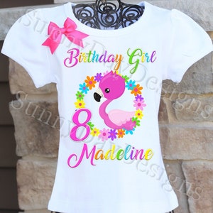 Flamingo Birthday Shirt, Flamingo Birthday Outfit, Summer Birthday Shirt, Summer Birthday Party, Hawaiian Luau Birthday Shirt
