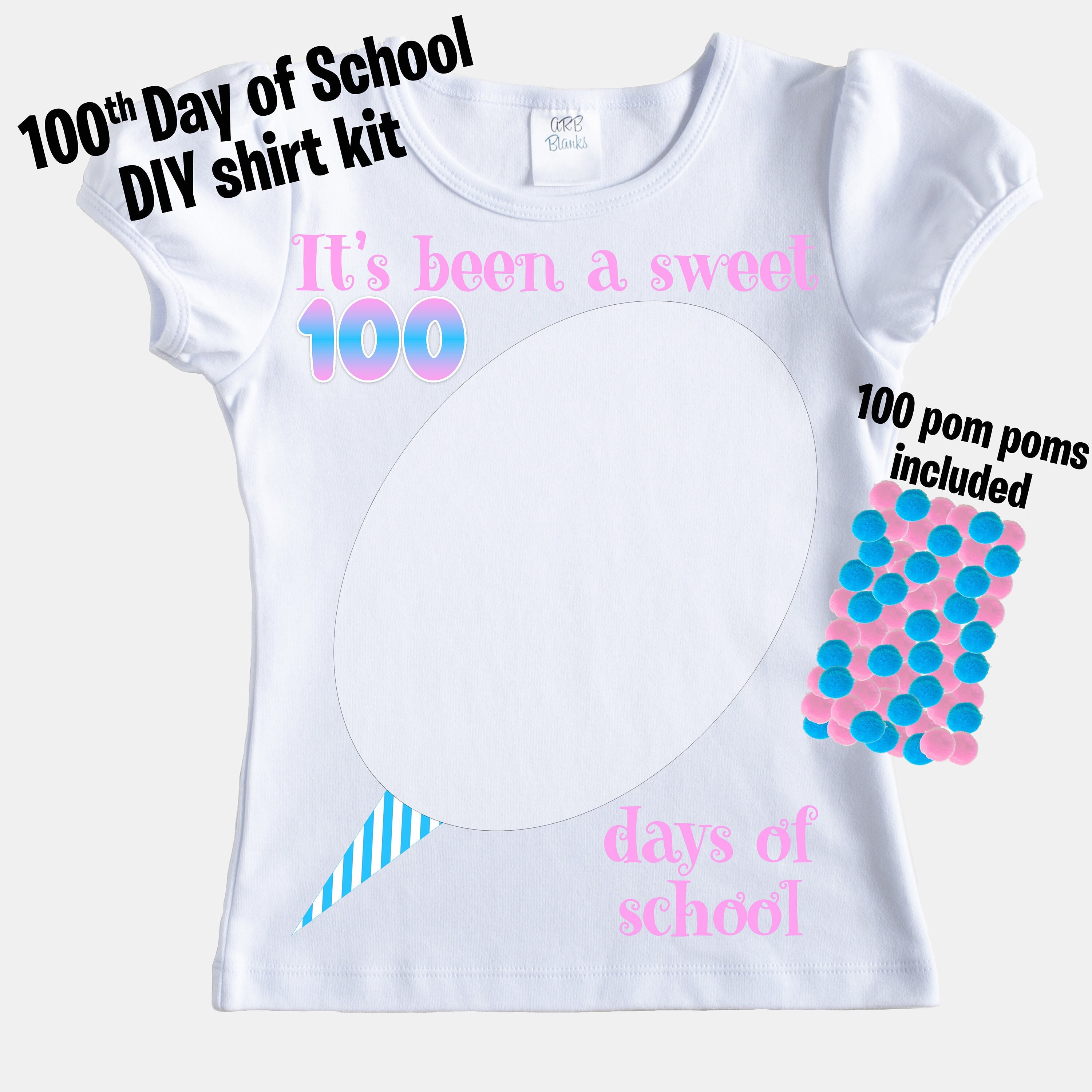 100th Day of School DIY Cotton Candy Shirt Kit, 100th Day of 