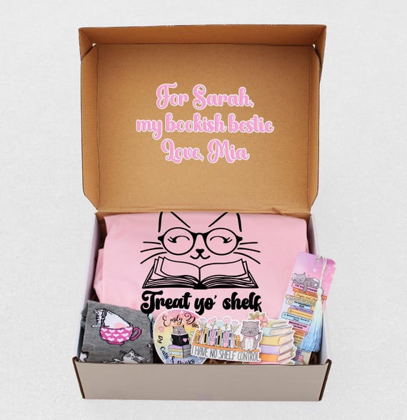 Cat and Book Lovers Gift Box, Personalized Gift for Readers, Book
