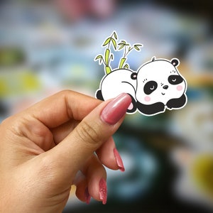 Cute Kawaii Panda Sticker, Panda Water Bottle Sticker, Panda Laptop Sticker, Panda Stickers Vinyl