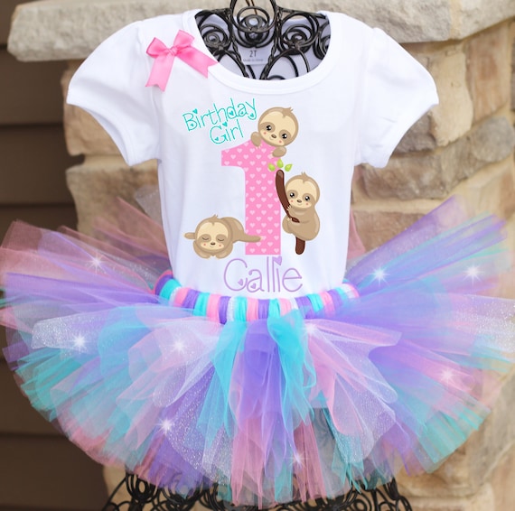 Cute Sloth Sloth Baby Girl Outfit Sloth Birthday Tutu Outfit, Cute