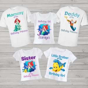 Ariel Little Mermaid Family Birthday Shirts