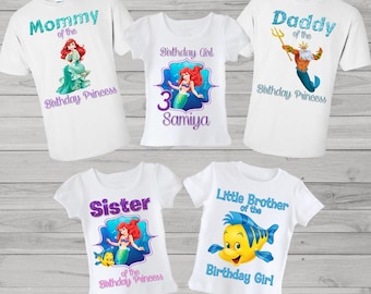 Ariel Little Mermaid Family Birthday Shirts