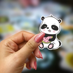 Cute Kawaii Panda Sticker, Panda Water Bottle Sticker, Panda Laptop Sticker, Panda Stickers Vinyl