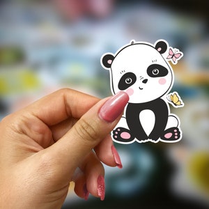 Cute Kawaii Panda Sticker, Panda Water Bottle Sticker, Panda Laptop Sticker, Panda Stickers Vinyl