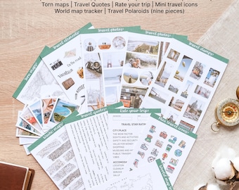 Travel Lover Sticker Pack | Travel Journal Stickers | World Map Tracker & Travel Themed Stickers | Vacation Stickers | Gift for Travelers