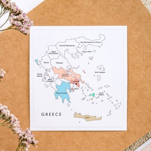 Griechenland Karte Aufkleber, Travel Tracker Map Sticker, Griechenland Reisekarte, Color In Map, Griechenland Umriss Karte Aufkleber für Reisejournal und Planer