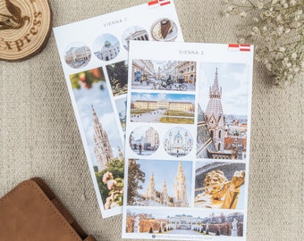 Pegatinas de viaje de Viena / Pegatinas de Austria / Monumentos de Viena / Pegatinas de ciudades / Pegatinas de Austria / Pegatinas de diario de viaje / Pegatinas de Europa