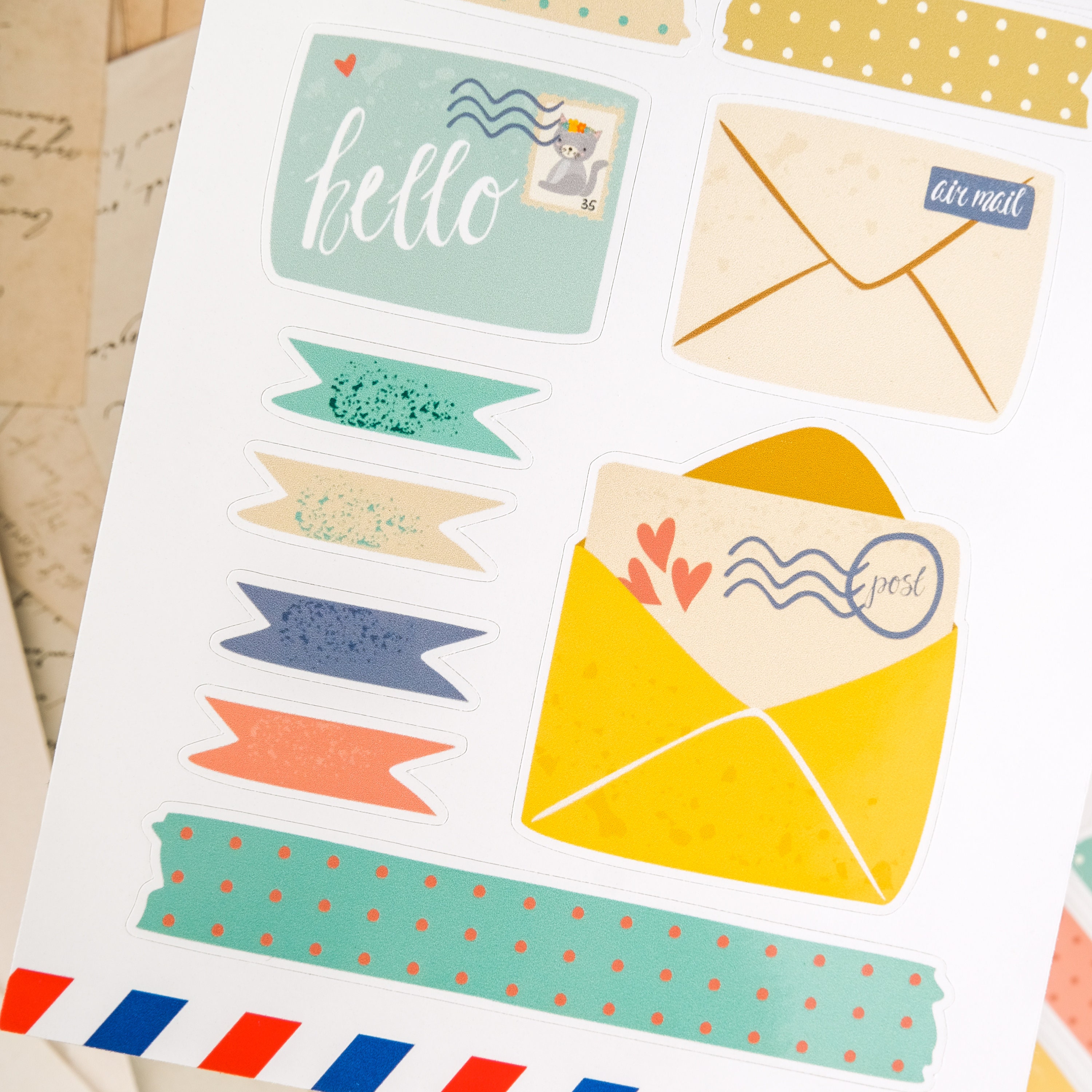 Cute Snail Mail Stickers, Washi Strips Stickers, Mini Stamp Stickers ...