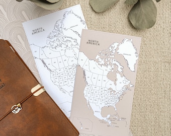 North America Map Sticker, Map Travel Sticker, United States Map, US Travel Map, USA Map, Travel Stickers, Color in Map Sticker