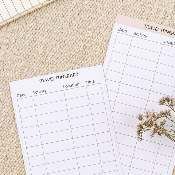 Travel Itinerary Planner Sticker/ Road Trip Planner/ Trip Itinerary/ Travel Schedule Organizer/  - Perfect For Travel Journal or Planner.