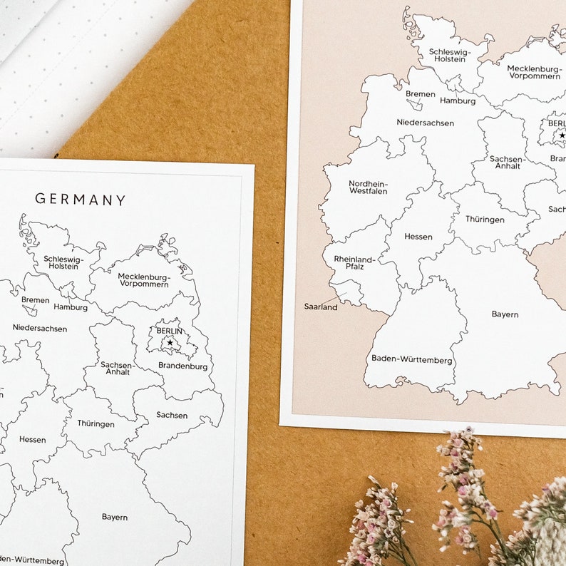 Germany Coloring Sticker Germany Map Sticker to Color the German States I've Been Map Sticker ...