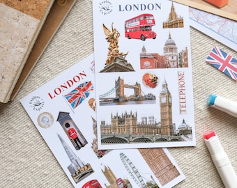 London Stickers - Travel Stickers featuring Big Ben, Tower Bridge & London Eye for Travel Journals | Gift for London Lovers