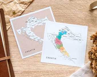 Croatia Regions Map Sticker - Color in Visited Places | Travel Tracker Map for Journals & Scrapbooks | Gift for Travelers