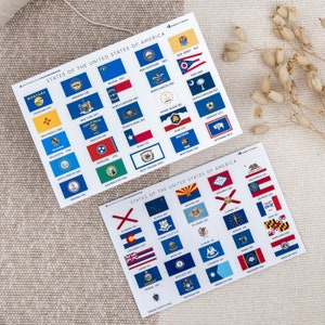 Staaten der Vereinigten Staaten von Amerika Flaggenaufkleber, 50 Staaten Flaggen Aufkleber, Staaten von Amerika Flaggen, USA Zustand Flagge Aufkleber Set