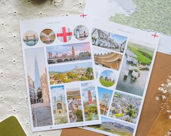 England Stickers | London Stickers | UK British Travel Stickers | Landmark Travel Journal & Vacation Sticker Sheet