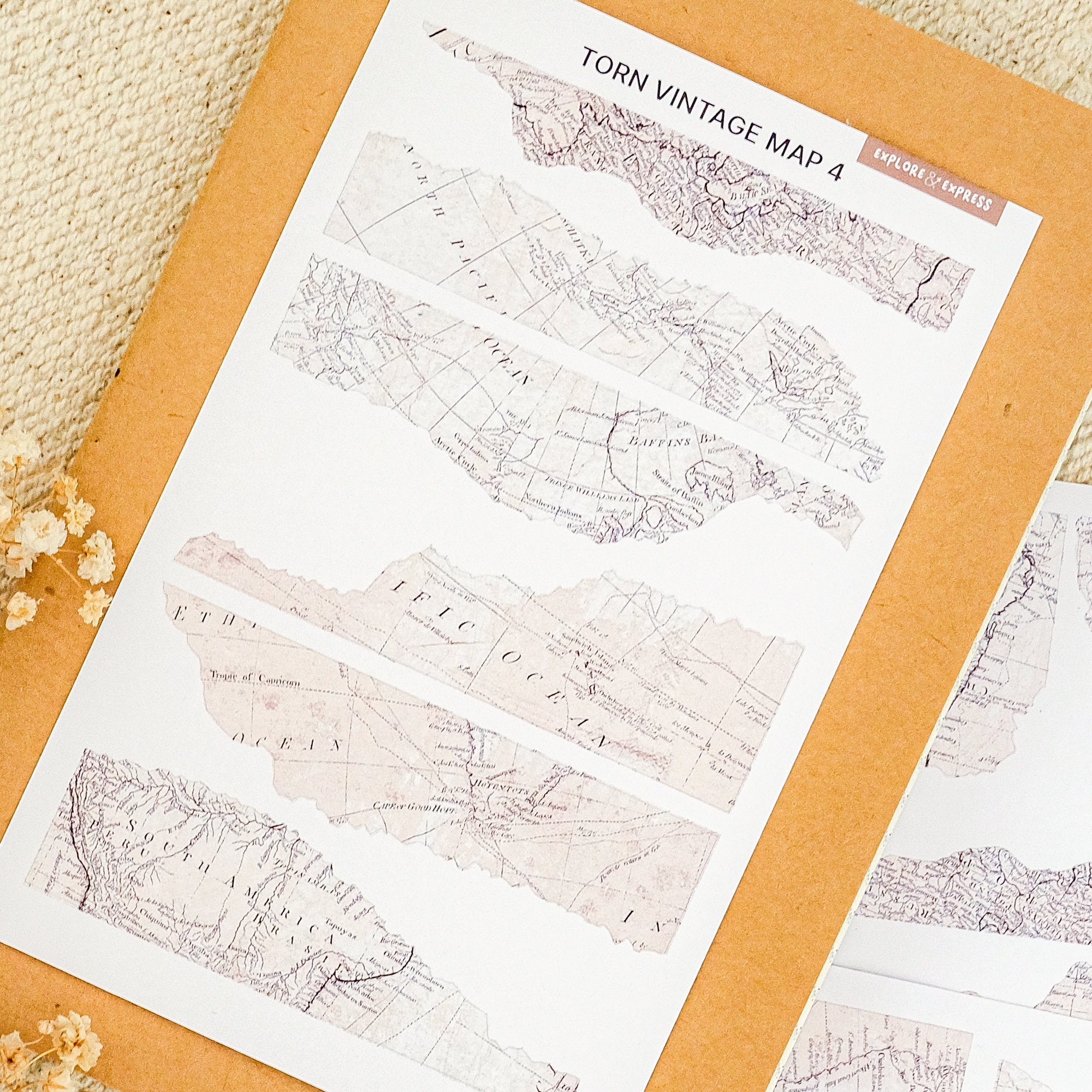 State Map Ripped Paper Vintage Map Ripped Torn Paper for Junk Journal Stickers Vintage ...