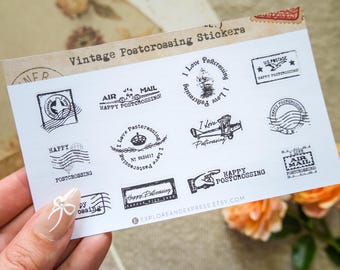 Happy Postcrossing Stickers – I love Postcrossing Stickers – Vintage Postcrossing Stickers for Postcards and Letters – Penpal Stickers