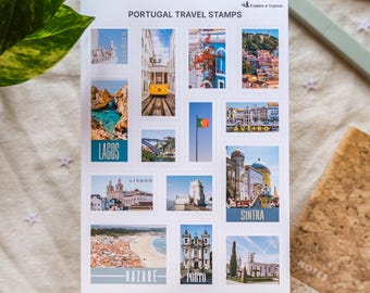 Portugal Stamp Stickers, Portugal Landmarks, Portuguese Stamps, Travel Stickers, Lisbon Stickers, Porto Stickers