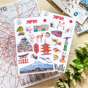 Adesivi di viaggio in Giappone per il diario, adesivi giapponesi, monumenti giapponesi, regalo perfetto per gli amanti del Giappone, adesivi per diario di viaggio in Giappone