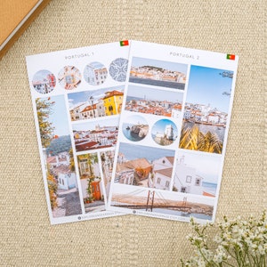 Stickervel reisdagboek Portugal, stickers Portugees monument, cadeau reisliefhebber, stickers Portugal thema, stickers avonturendagboek