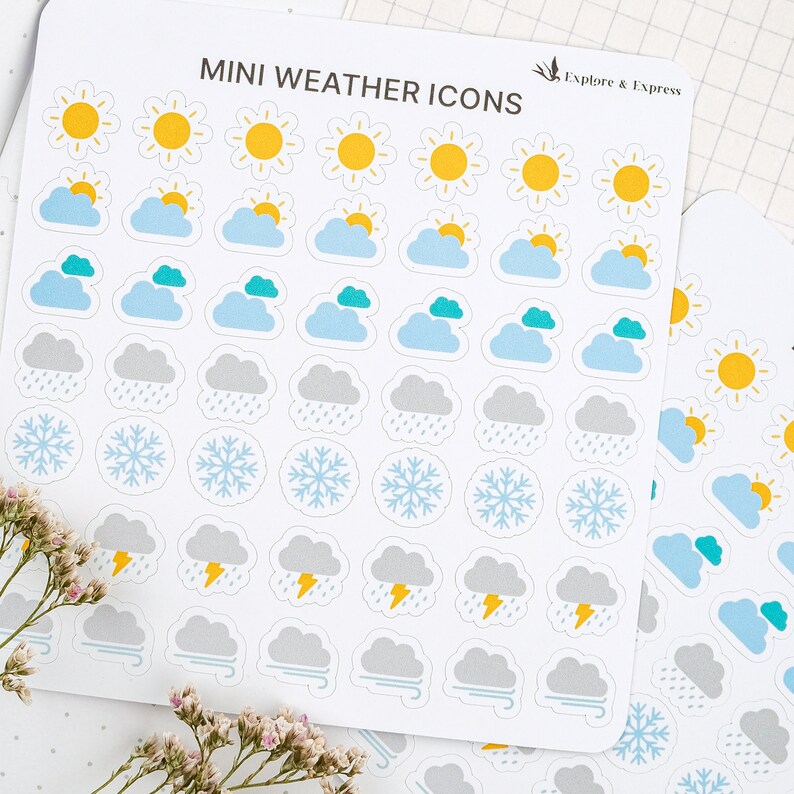 Mini Weather Icon Stickers to Track Daily Weather Planner Icons for ...