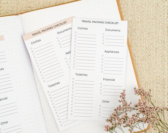 Pegatinas para lista de equipaje de viaje / Lista de equipaje para vacaciones / Pegatinas para planificador de viajes / Artículos esenciales para planificar un viaje / Pegatinas para diario de viaje