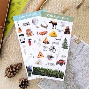 Nature Stickers, Adventure Travel Stickers - Camping, Hiking, Wilderness, Travel Journal Stickers, Nature Lover Stickers, Bushcraft Stickers