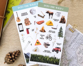 Nature Stickers, Adventure Travel Stickers - Camping, Hiking, Wilderness, Travel Journal Stickers, Nature Lover Stickers, Bushcraft Stickers