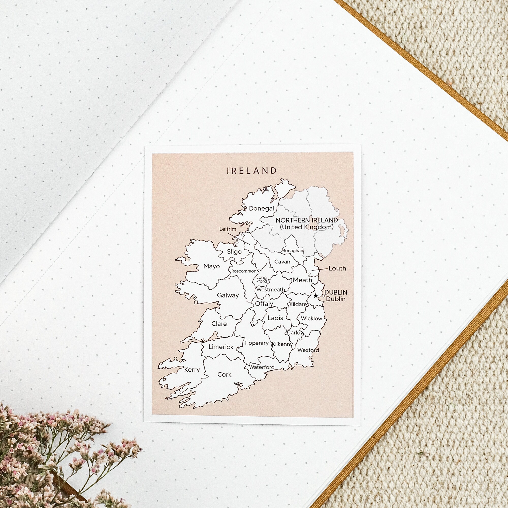 Ireland Counties Map Sticker Irish Travel Sticker Map of Ireland for ...